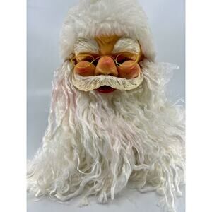Vintage Santa Claus Ornament Large with Long Beard and Pole Feature 12"